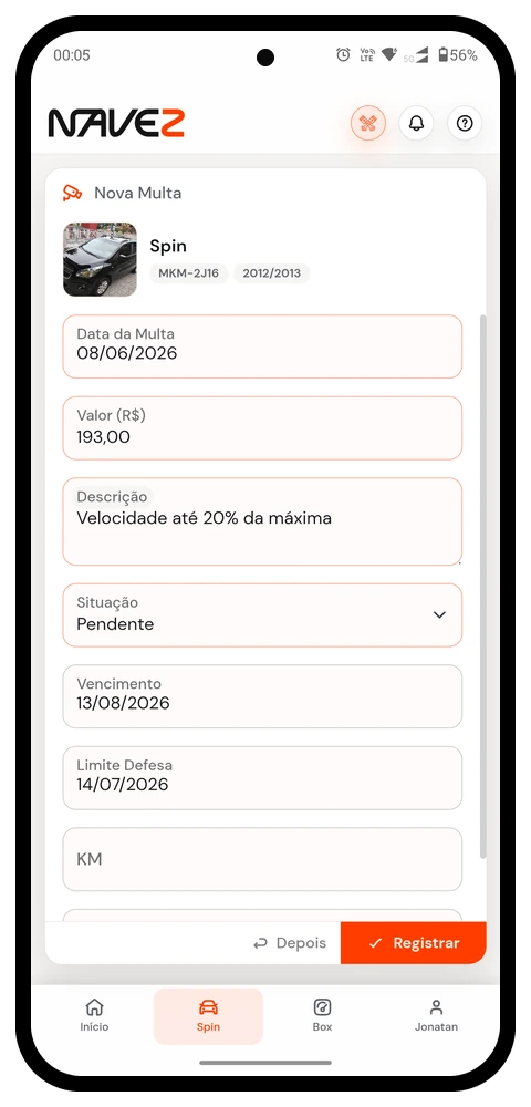 Registro de multa