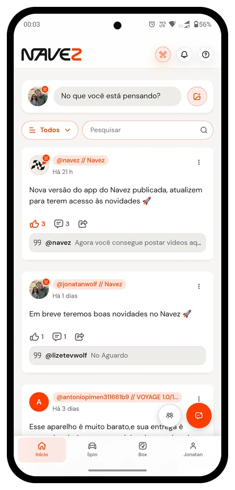 Feed da comunidade automotiva